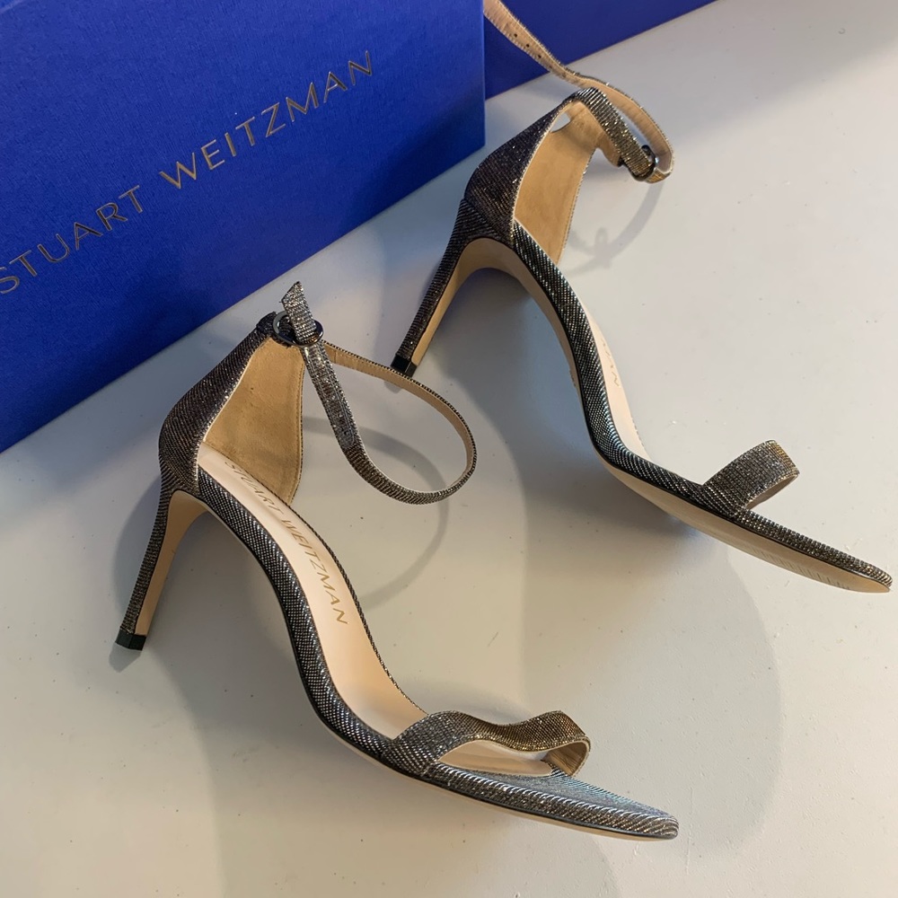 StuartWeitzman NuNakedStraight sandals, Pyrite Nocturn